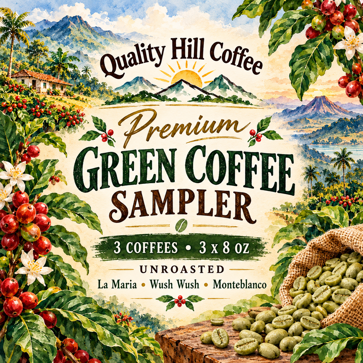 Premium Green Coffee Sampler Label